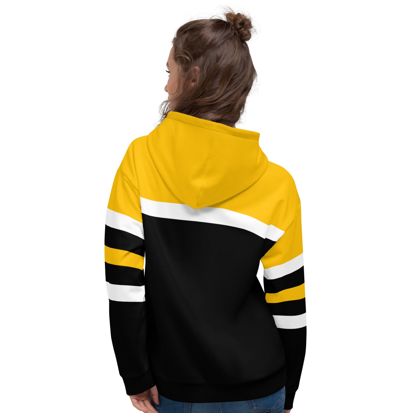 Club Amber Basketball Black & Amber Unisex Hoodie - Designed by Moon Behind The Hill Available to Buy at a Discounted Price on Moon Behind The Hill Online Designer Discount Store