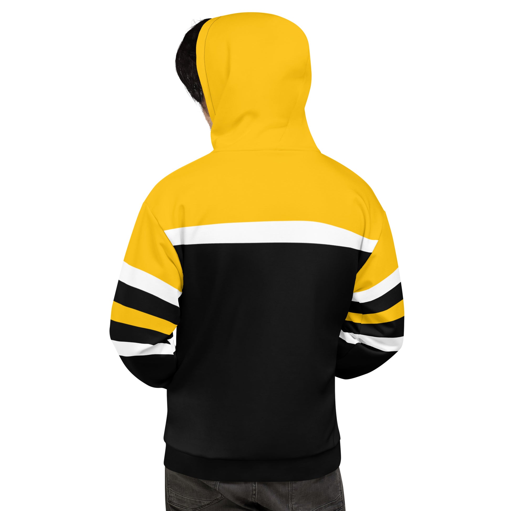 Club Amber Basketball Black & Amber Unisex Hoodie - Designed by Moon Behind The Hill Available to Buy at a Discounted Price on Moon Behind The Hill Online Designer Discount Store
