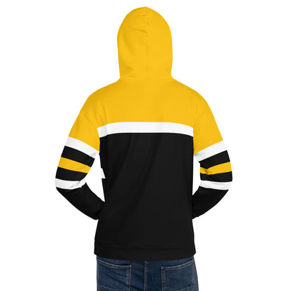 Club Amber Basketball Black & Amber Unisex Hoodie - Designed by Moon Behind The Hill Available to Buy at a Discounted Price on Moon Behind The Hill Online Designer Discount Store