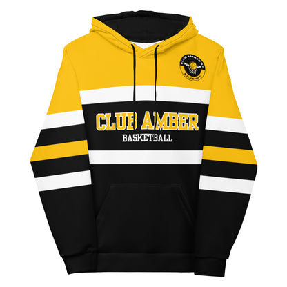 Club Amber Basketball Black & Amber Unisex Hoodie - Designed by Moon Behind The Hill Available to Buy at a Discounted Price on Moon Behind The Hill Online Designer Discount Store
