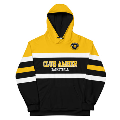 Club Amber Basketball Black & Amber Unisex Hoodie - Designed by Moon Behind The Hill Available to Buy at a Discounted Price on Moon Behind The Hill Online Designer Discount Store