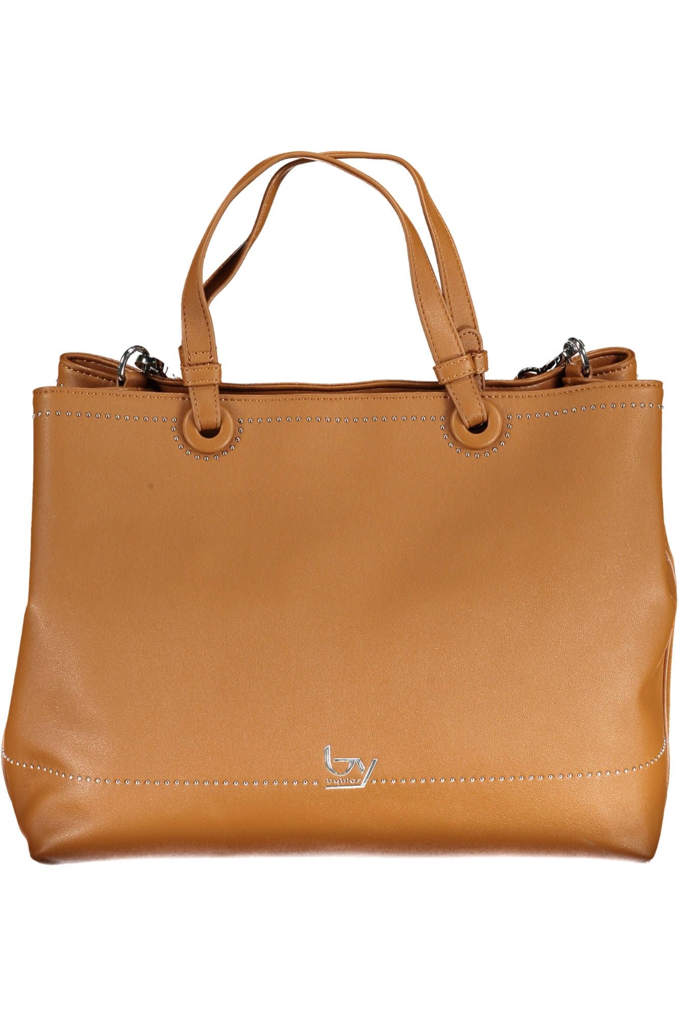 Elegant Two-Tone Brown Handbag with Logo Detail