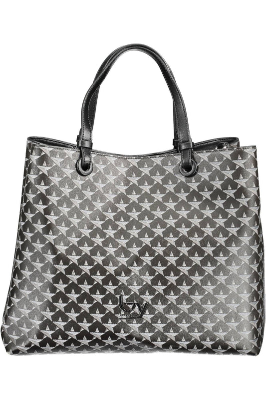 Chic Black Two-Handle Bag with Contrasting Details