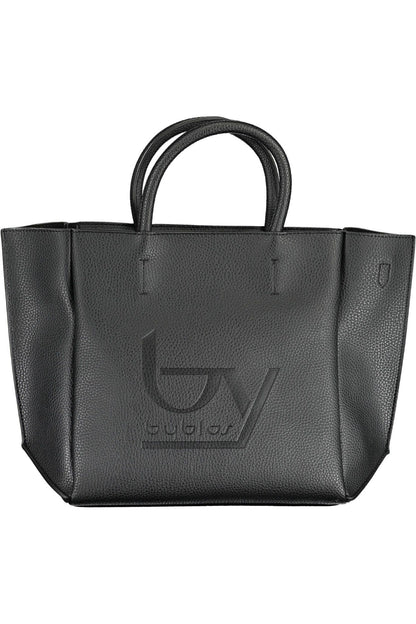 Elegant Black Handbag with Chic Print
