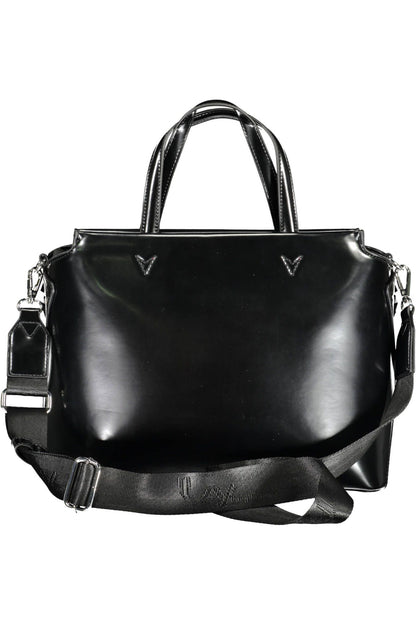 Elegant Black Two-Handle Bag with Contrasting Details