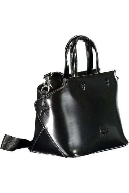 Elegant Black Two-Handle Bag with Contrasting Details