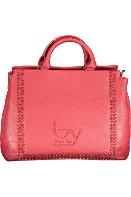 Elegant Red Two-Compartment Handbag with Logo Detail