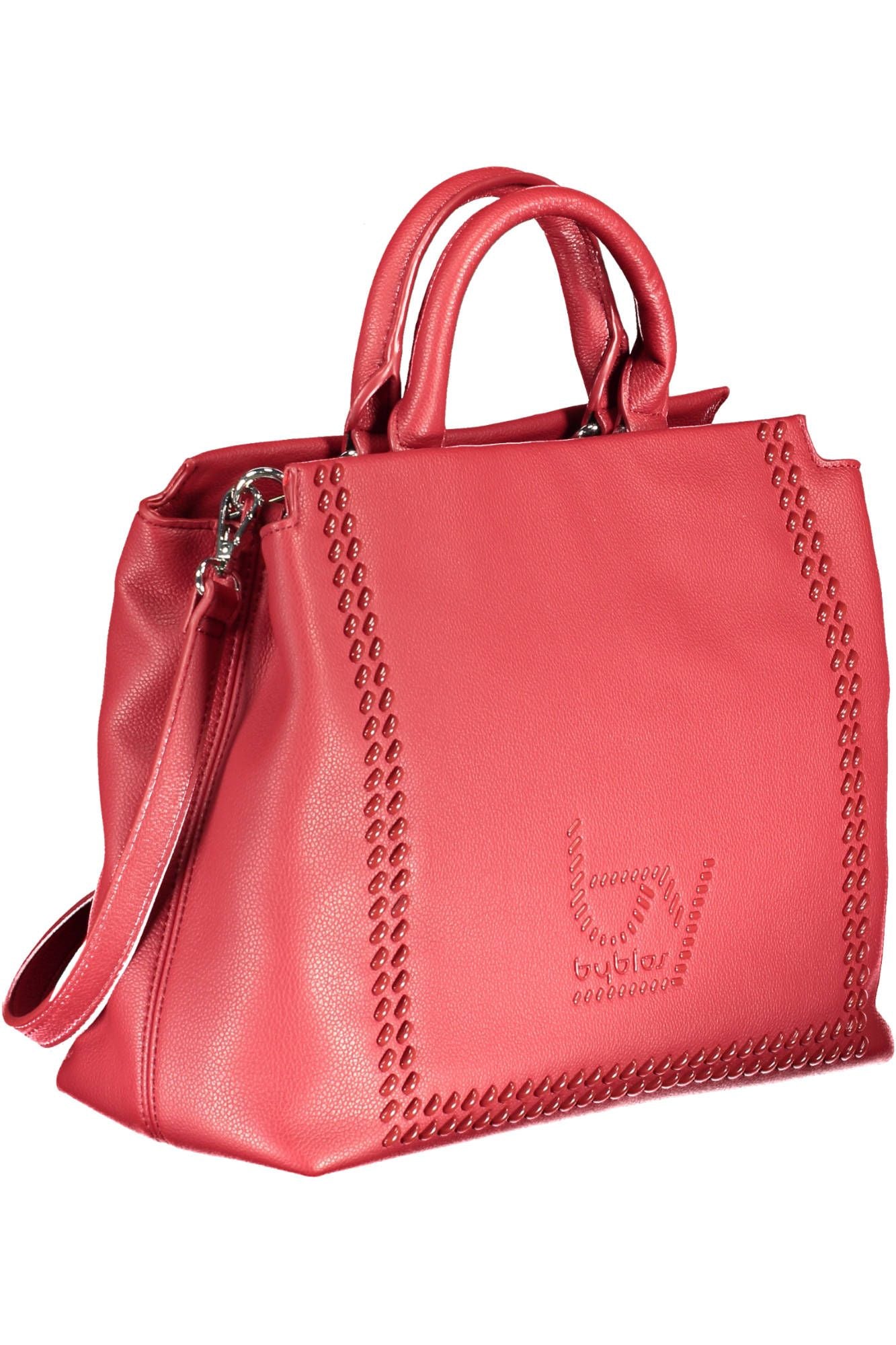 Elegant Red Two-Compartment Handbag with Logo Detail
