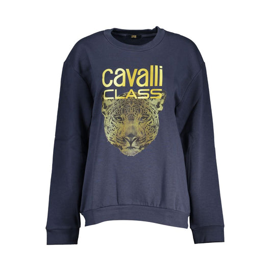 Cavalli Class Women's Blue Cotton Round Neck Sweater