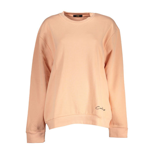 Cavalli Class Women's Pink Cotton Round Neck Sweater