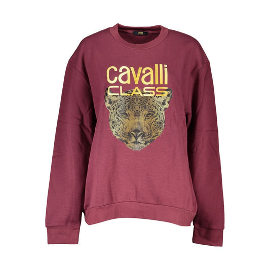 Cavalli Class Women's Purple Cotton Round Neck Sweater