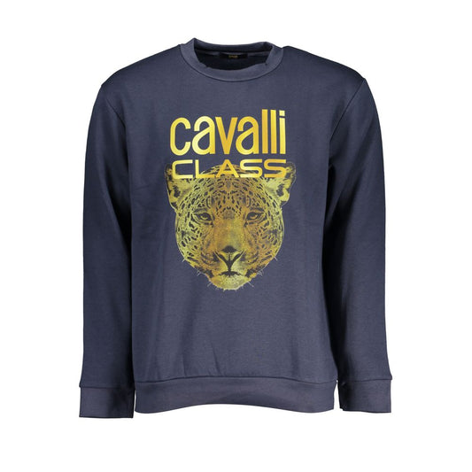 Cavalli Class Men's Crewneck Blue Cotton Sweater