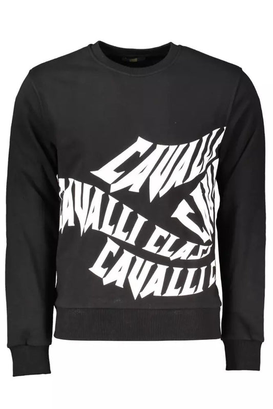 Cavalli Class Men's Black Cotton Round Neck Sweater