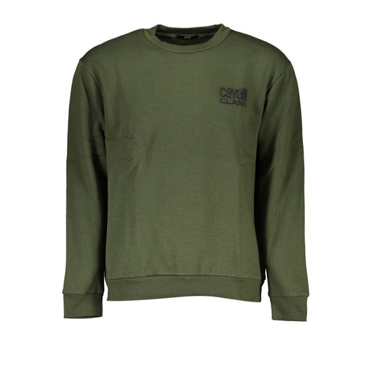 Cavalli Class Men's Green Cotton Round Neck Sweater