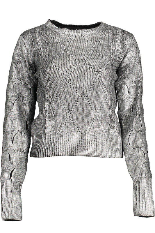 Desigual Women's Silver Cotton Round Neck Sweater