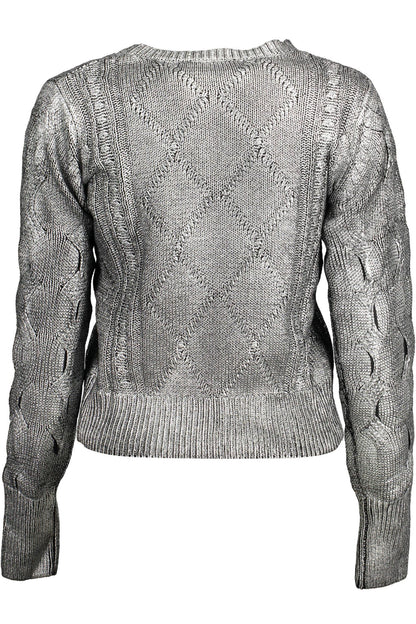 Desigual Women's Silver Cotton Round Neck Sweater