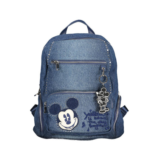 Chic Embroidered Blue Backpack with Contrasting Details