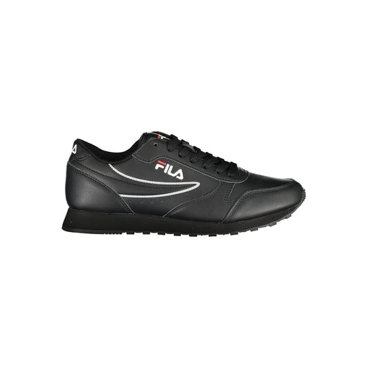 Sleek Black Lace-Up Sport Sneakers