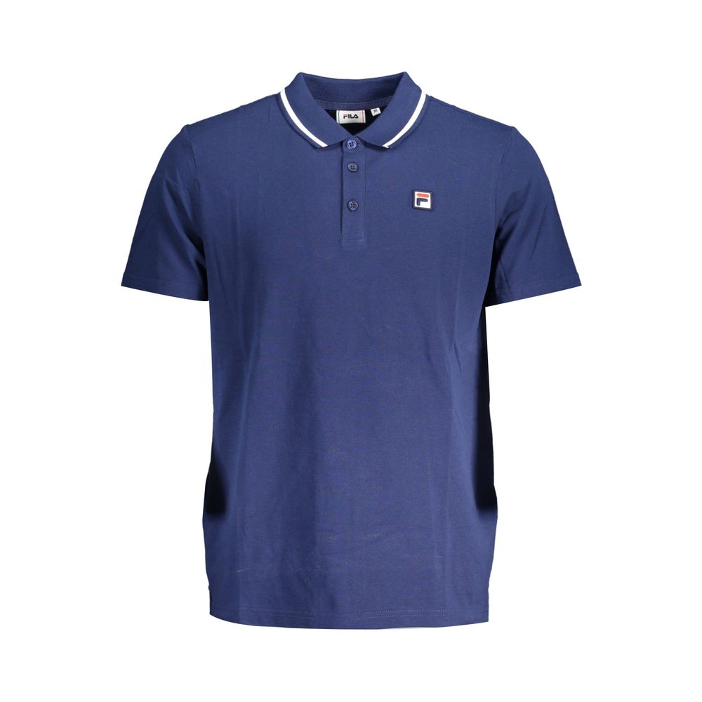 Classic Blue Cotton Polo with Contrast Details