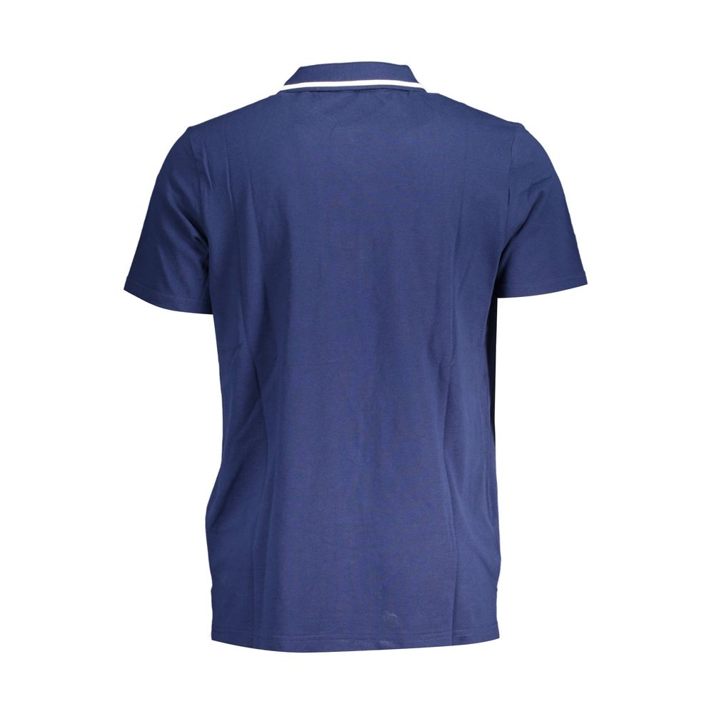 Classic Blue Cotton Polo with Contrast Details
