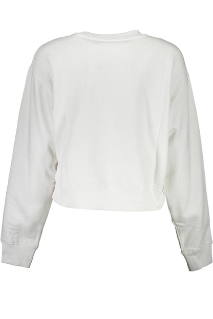 Guess Jeans Women's White Cotton Round Neck Sweater