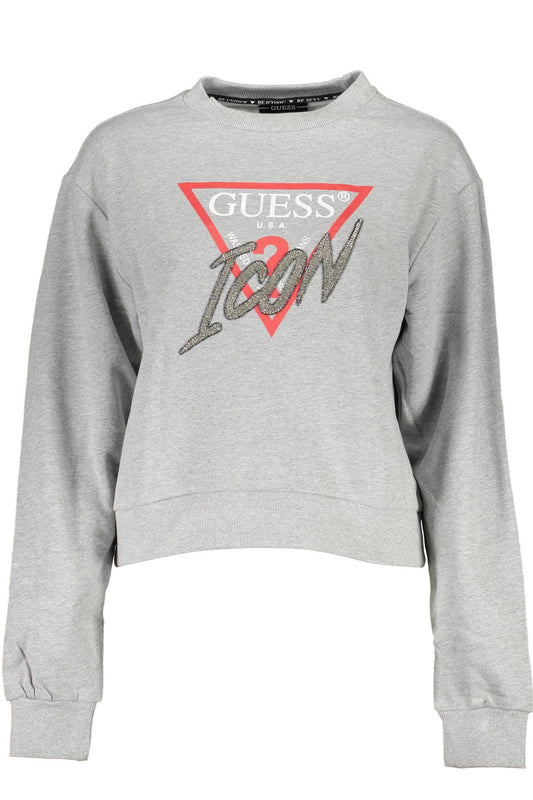 Guess Jeans Women's Gray Cotton Round Neck Sweater