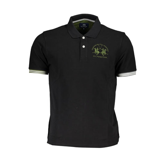 Sleek Black Polo with Subtle Contrasts
