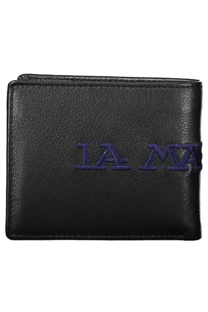 Elegant Two-Compartment Black Leather Wallet