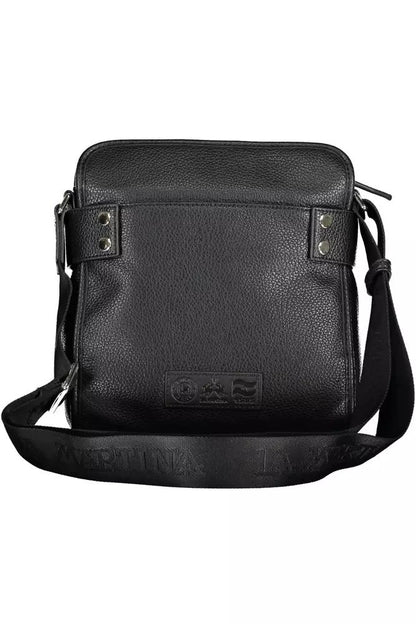 Sleek Black Shoulder Bag with Contrast Details