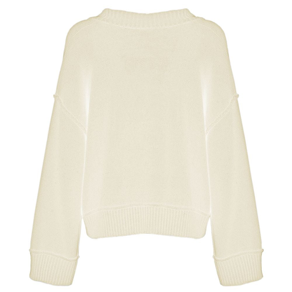 Imperfect Women's White Polyester V-neck Sweater