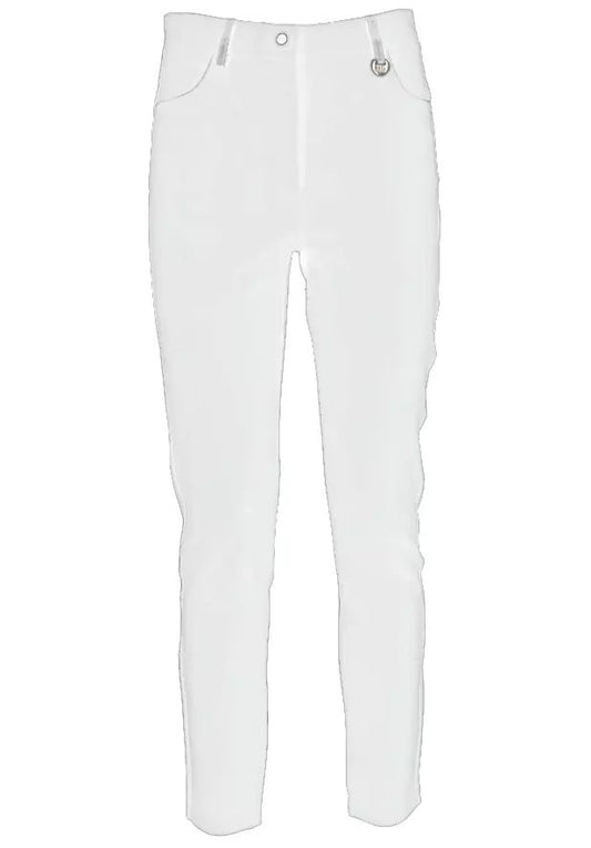 Chic White Slim-Fit Milano Stitch Trousers