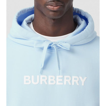 Burberry Men's Elegant Light Blue Cotton Hoodie