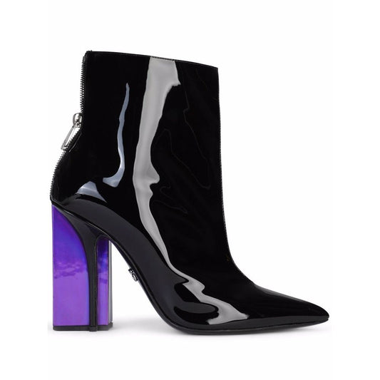 Chic Patent Leather Ankle Boots with Sky-High Heel