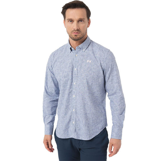 Elegant Checkered Cotton Shirt with Embroidered Logo
