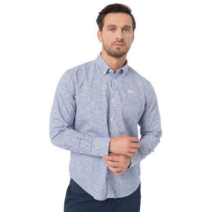 Elegant Checkered Cotton Shirt with Embroidered Logo