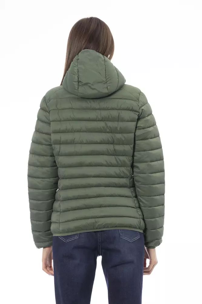 Chic Green Quilted Hooded Jacket
