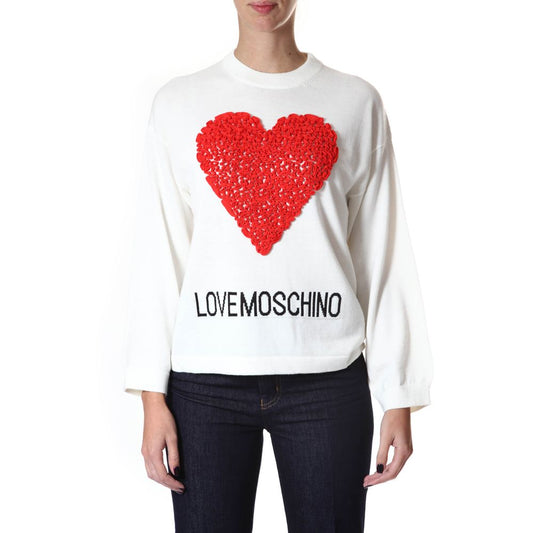 Embossed Heart Wool Blend Sweater