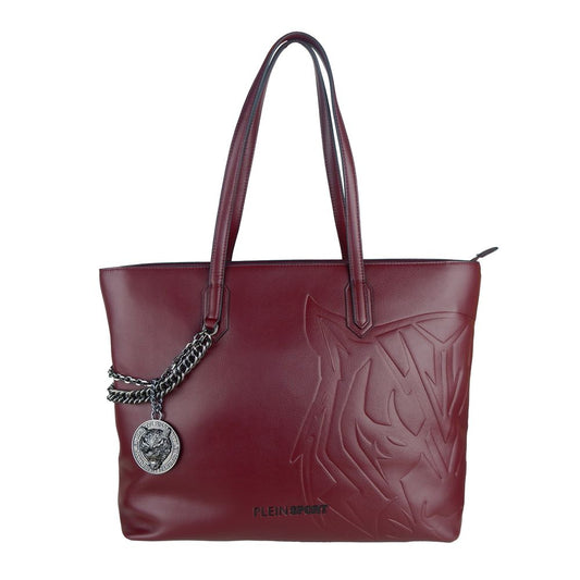 Red Eco-Leather Plein Sport Shopping Shoulder Bag