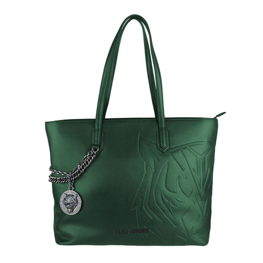 Green Eco-Leather Plein Sport Shopping Shoulder Bag