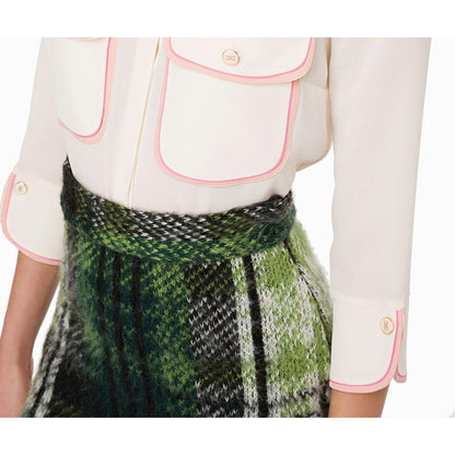 Elisabetta Franchi Green Acrylic Wool Blend Tartan Skirt