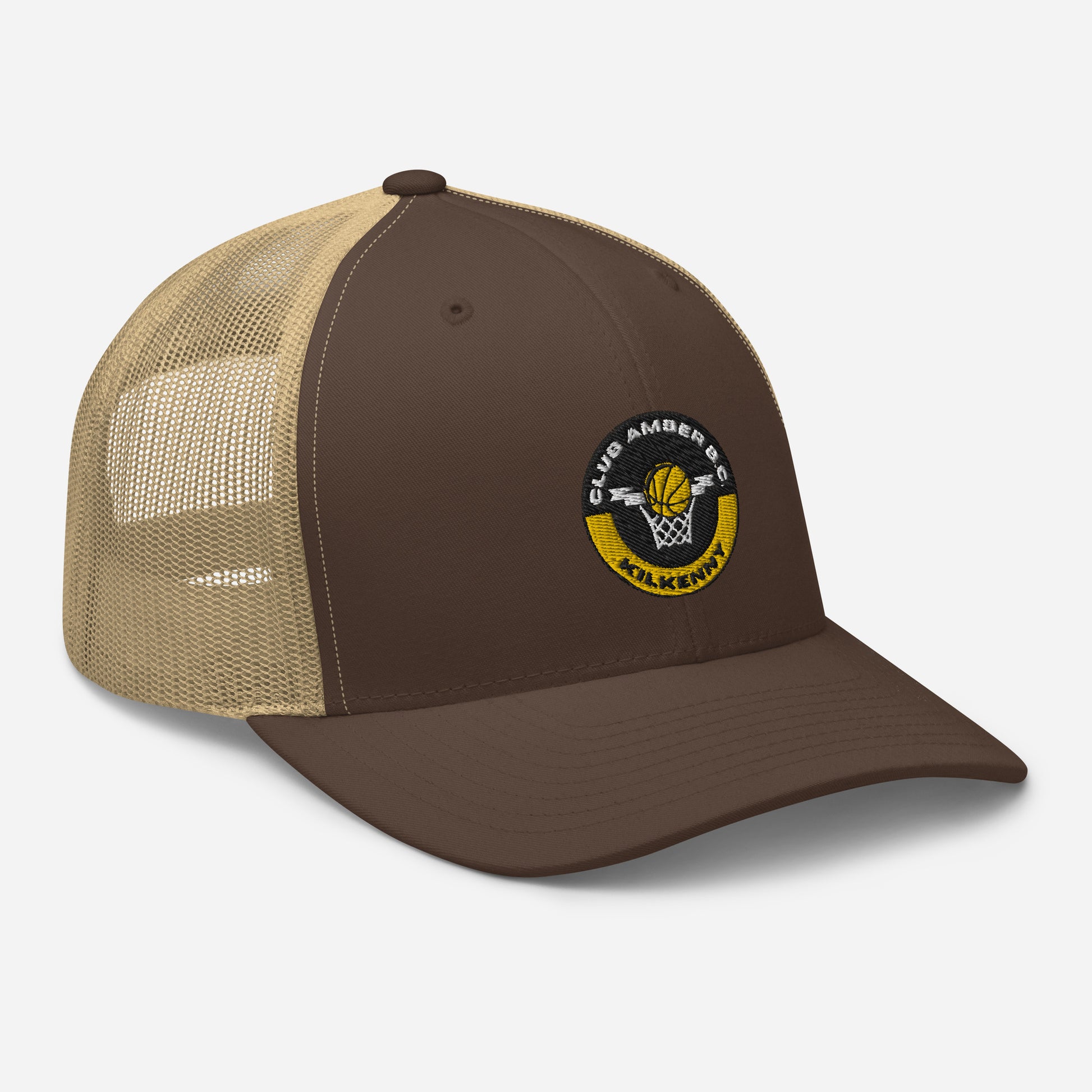 Club Amber Basketball Kilkenny Trucker Cap - Designed by Moon Behind The Hill Available to Buy at a Discounted Price on Moon Behind The Hill Online Designer Discount Store