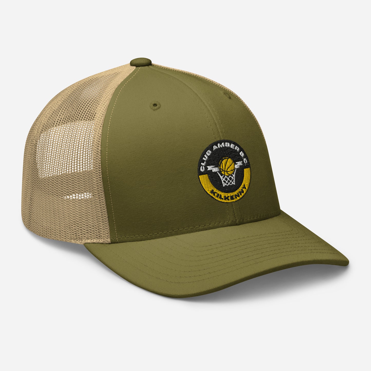 Club Amber Basketball Kilkenny Trucker Cap - Designed by Moon Behind The Hill Available to Buy at a Discounted Price on Moon Behind The Hill Online Designer Discount Store
