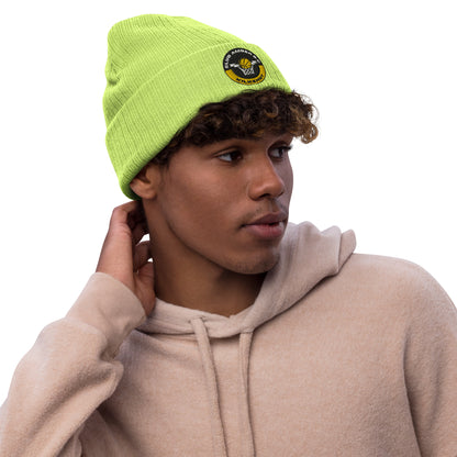 Club Amber Basketball Kilkenny Ribbed Knit Beanie Hat - Designed by Moon Behind The Hill Available to Buy at a Discounted Price on Moon Behind The Hill Online Designer Discount Store
