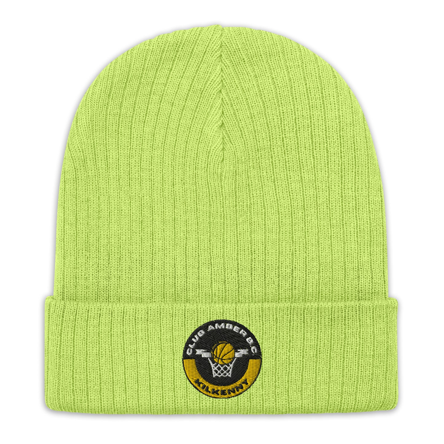 Club Amber Basketball Kilkenny Ribbed Knit Beanie Hat - Designed by Moon Behind The Hill Available to Buy at a Discounted Price on Moon Behind The Hill Online Designer Discount Store