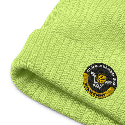 Club Amber Basketball Kilkenny Ribbed Knit Beanie Hat - Designed by Moon Behind The Hill Available to Buy at a Discounted Price on Moon Behind The Hill Online Designer Discount Store