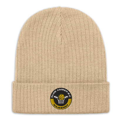Club Amber Basketball Kilkenny Ribbed Knit Beanie Hat - Designed by Moon Behind The Hill Available to Buy at a Discounted Price on Moon Behind The Hill Online Designer Discount Store