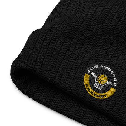 Club Amber Basketball Kilkenny Ribbed Knit Beanie Hat - Designed by Moon Behind The Hill Available to Buy at a Discounted Price on Moon Behind The Hill Online Designer Discount Store