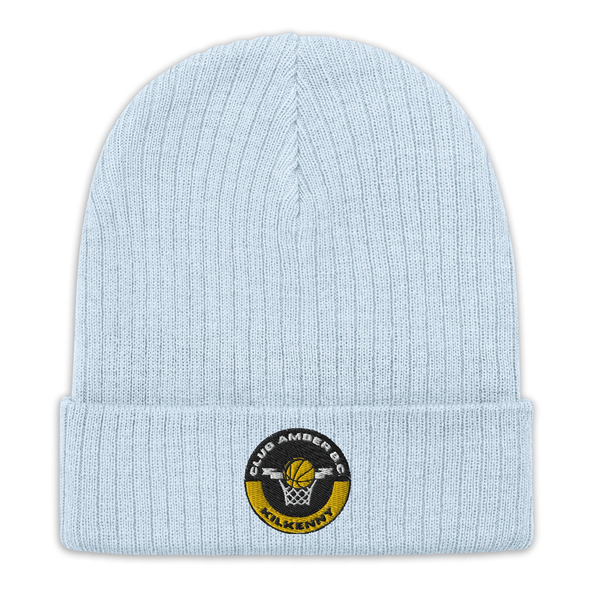Club Amber Basketball Kilkenny Ribbed Knit Beanie Hat - Designed by Moon Behind The Hill Available to Buy at a Discounted Price on Moon Behind The Hill Online Designer Discount Store