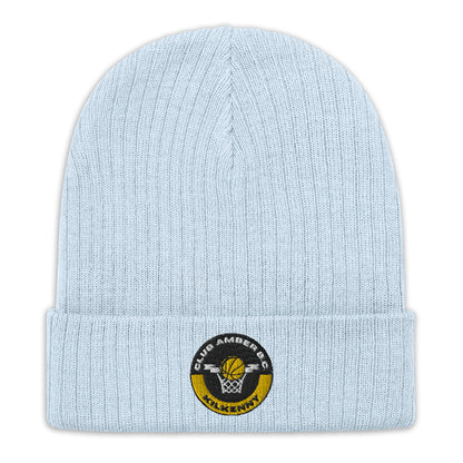 Club Amber Basketball Kilkenny Ribbed Knit Beanie Hat - Designed by Moon Behind The Hill Available to Buy at a Discounted Price on Moon Behind The Hill Online Designer Discount Store