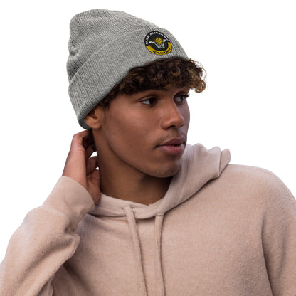 Club Amber Basketball Kilkenny Ribbed Knit Beanie Hat - Designed by Moon Behind The Hill Available to Buy at a Discounted Price on Moon Behind The Hill Online Designer Discount Store